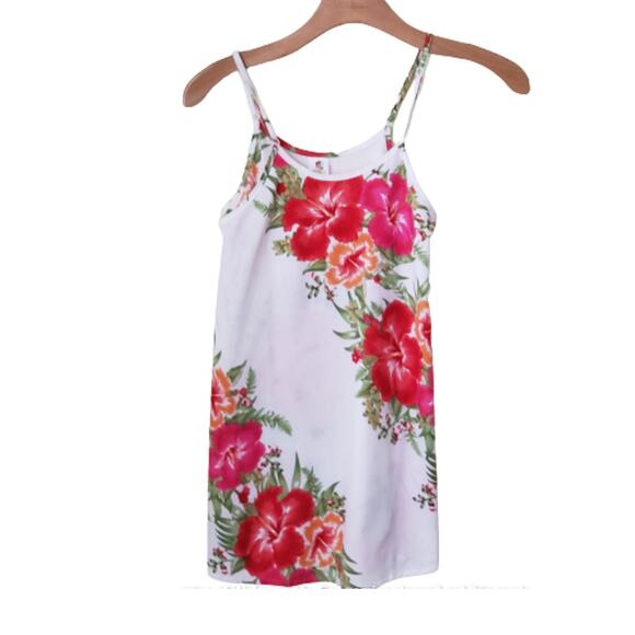 2 For $5 Sale Rima Beachworld White  Floral Top Adjustable  Straps  Large - Picture 1 of 10